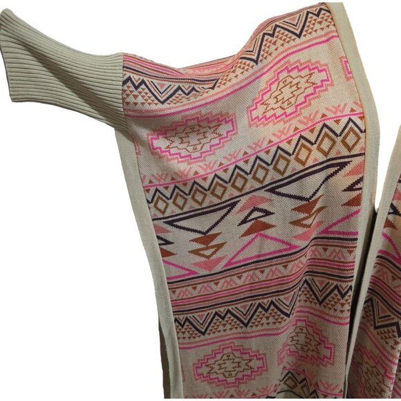 Serendipity By Victoria Southwestern Patterned Open Cardigan S 100% Acrylic - Picture 5 of 6